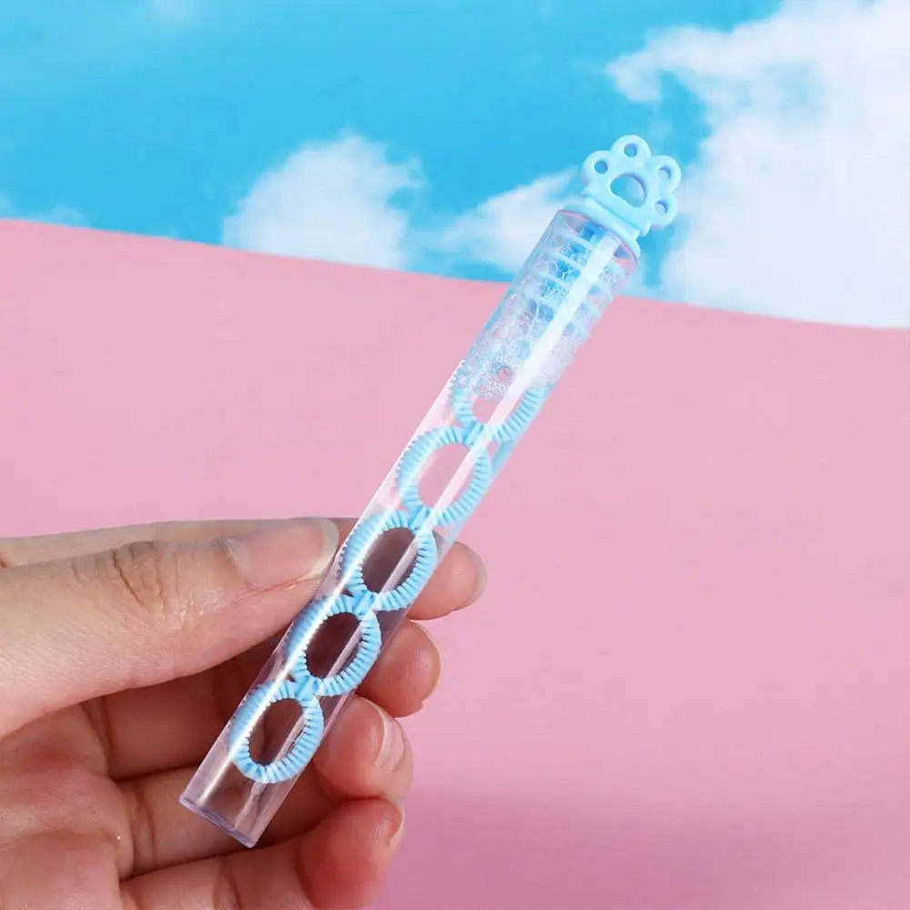 ใช้งานง่าย 5 หลุมที่มีสีสัน Bubble Tube ของเล่นสบู่มือถือ Cat PAW Bubble Blower คลาสสิกหลอดหัวใจ Bow Bubble Maker เด็ก