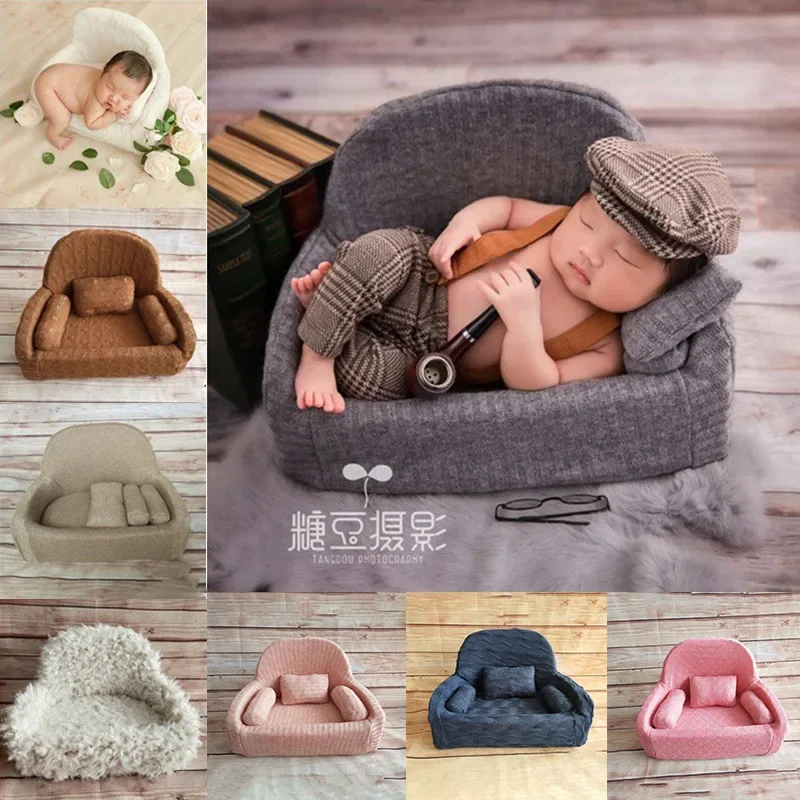Mini Sofa Newborn Photography Props Chair Full Moon Baby Shooting Sofa Baby Taking Pictures Soft Small Seat Solid Color Sofa