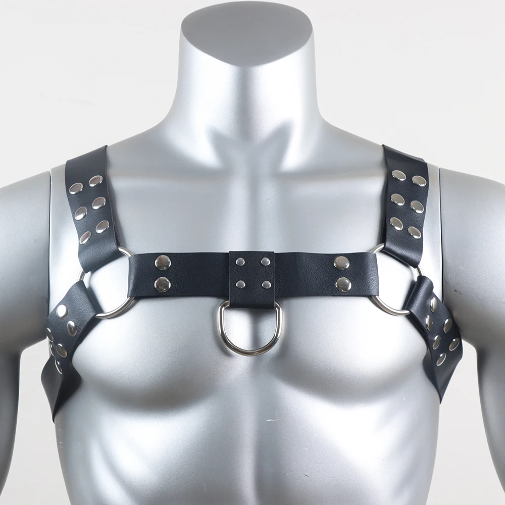 Male Lingerie Leather Harness Bondage Strap Men Adjustable Fetish Gay Sexual Body Chest Harness Belt Punk Rave Costumes for Sex