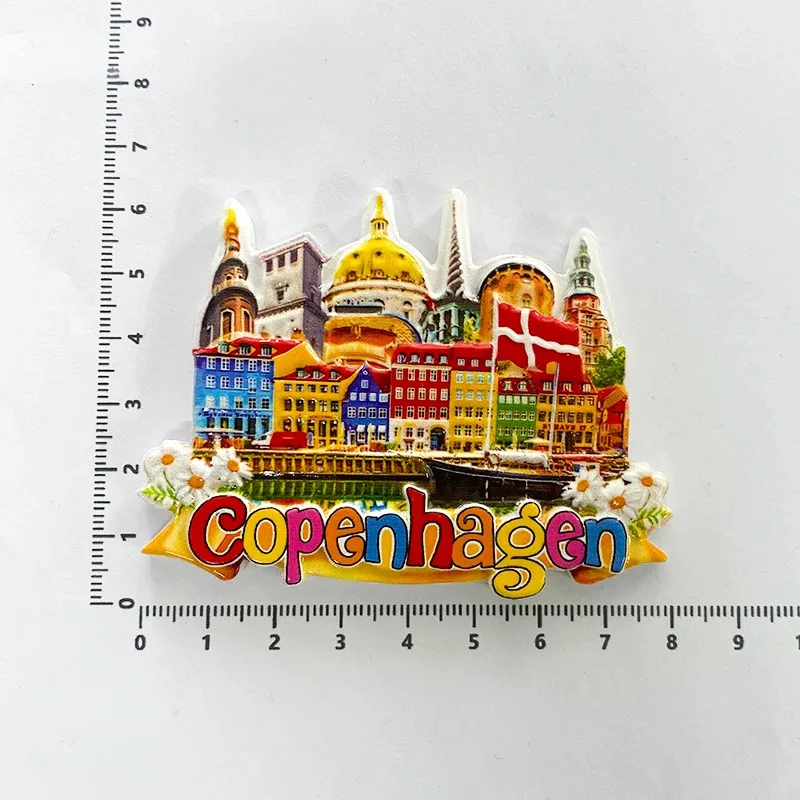 1pc, 3D Resin Copenhagen, Architectural Landmark Refrigerator Magnet Sticker, Danish Capital Tourist Souvenir Home Decoration St