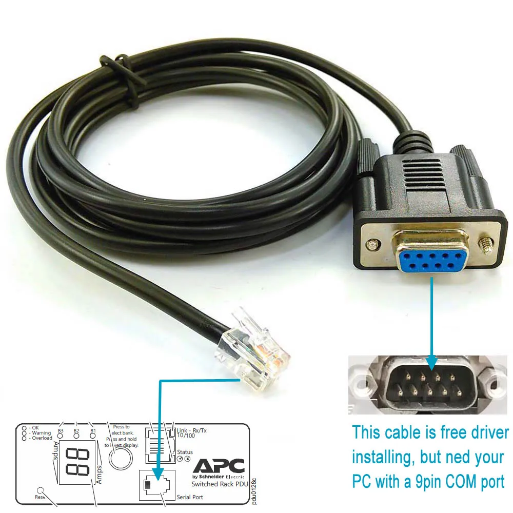 RS232 to RJ12 for APC AP7800 AP7900 Rack Switches PDU Console Config Control Cable 940-0144