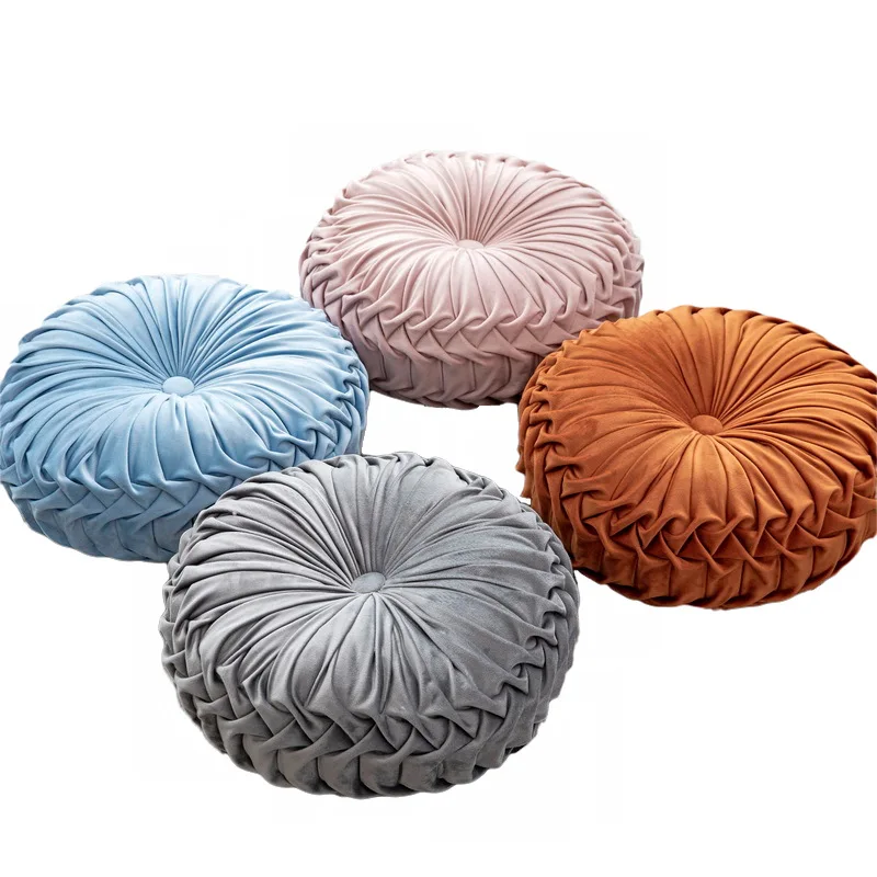 

Round Throw Pillow Home Decoration Seat Cushion Velvet Fabric Back Cushion Sofa Hand Sewing Throw Pillow