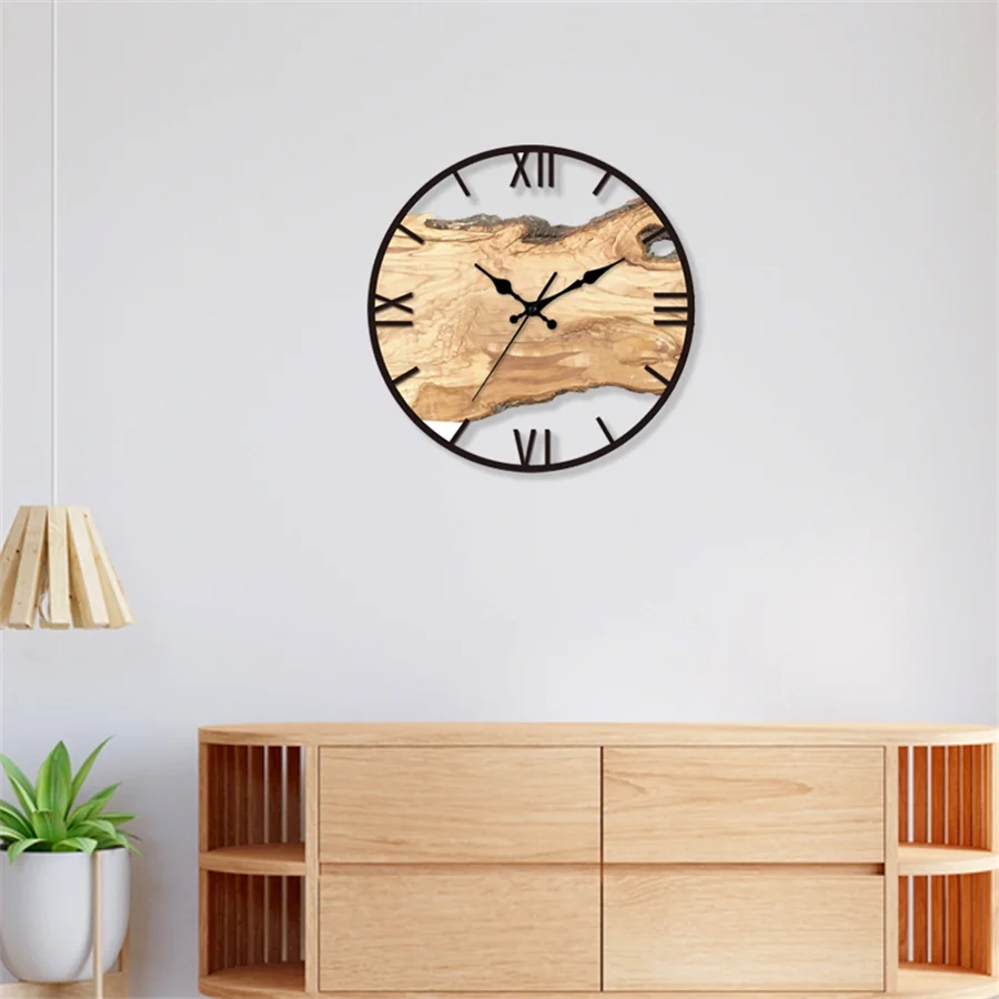 Acrylic Wood Grain Wall Clocks Brief Home Hanging Clock Minimalist Design Living Room Art Wall Watch Home Decoration