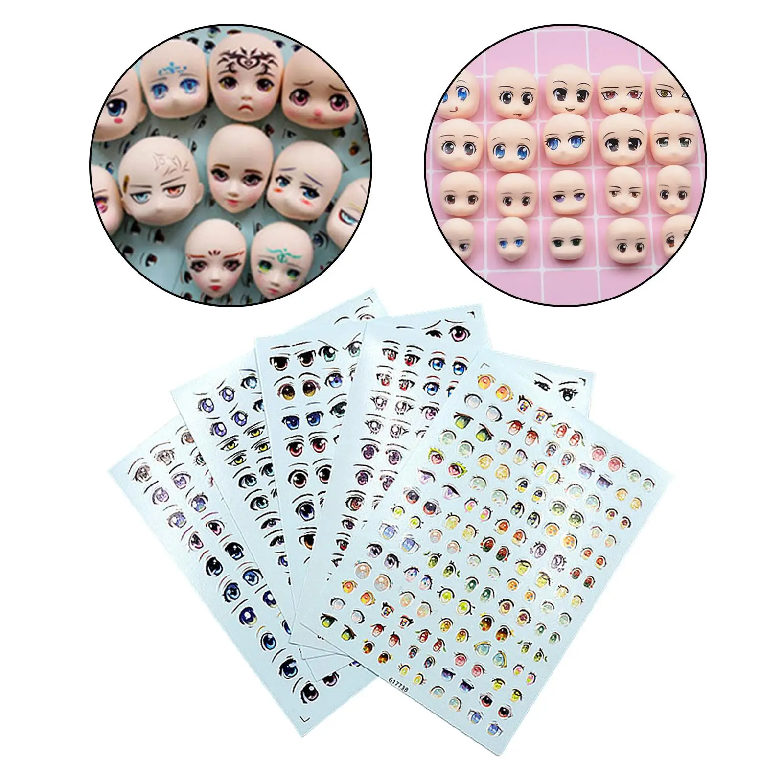 5Pcs Doll Eye Stickers Multi Style Cute Anime Figurine Clay Water Decals DIY