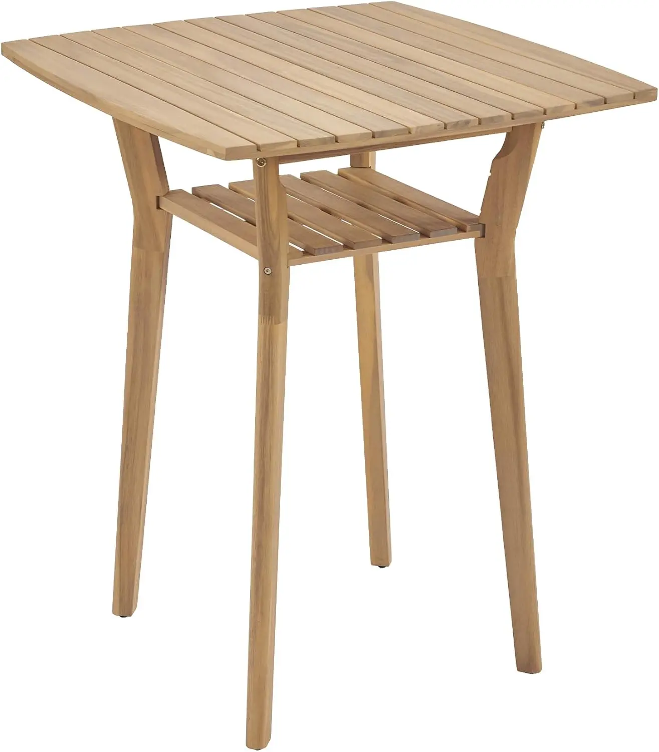 Outdoor Bar Table, Solid Acacia Wood Patio Bar Table, 39.5