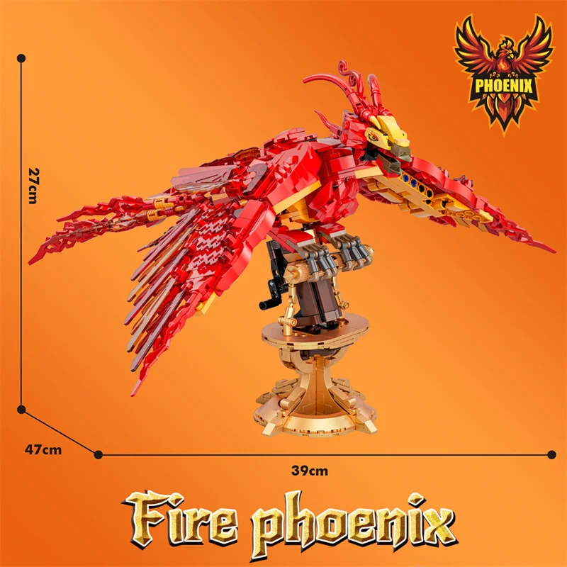938 pz FAI DA TE Creativo Fuoco Phoenix Building block Kit Tecnico MOC Assemblaggio Mattoni Modello compleanno Regalo Di Natale per I Bambini