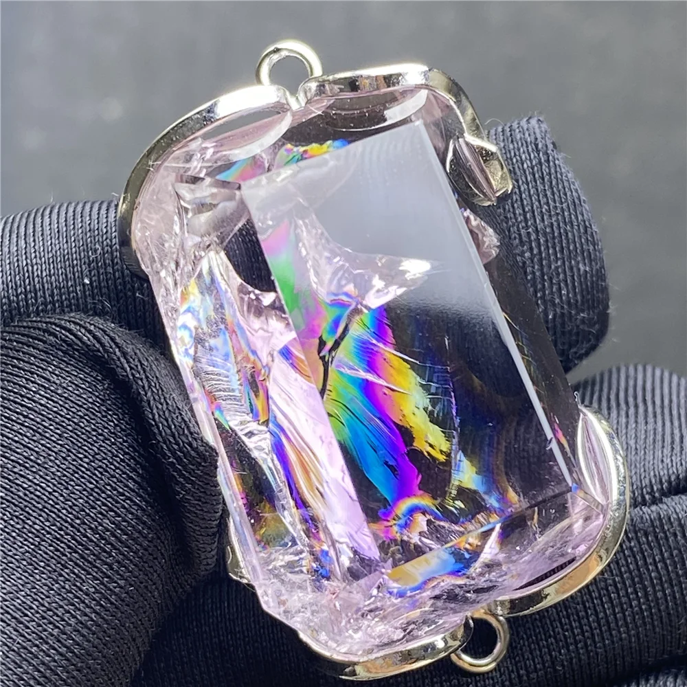 Natural Purple Amethyst Quartz Pendant 29x19mm Clear Rectangle Amethyst Jewelry Beads Women Men Necklace Brazil AAAAAA