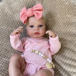 50CM Finished Reborn Baby Doll LouLou Awake Open Eyes Lifelike Newborn 3D Skin Handmade Toy Figure Birthday Gift For Girls