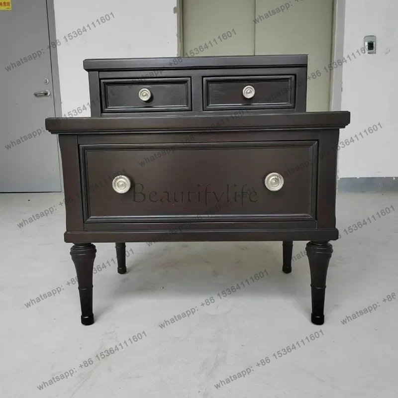 XX39American rural light luxury bedside table, imported walnut + cherry wood flakes