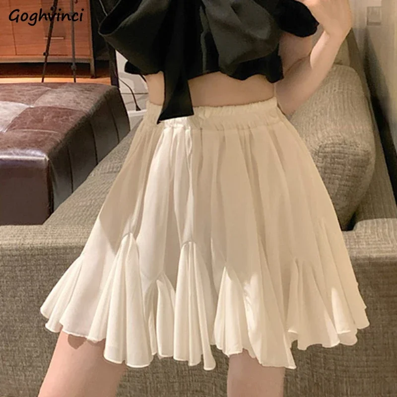 

Skirts Women Pleated Korean Fashion Chic Streetwear Solid High Waist All-match Mini Summer Hotsweet Harajuku Female Clothing