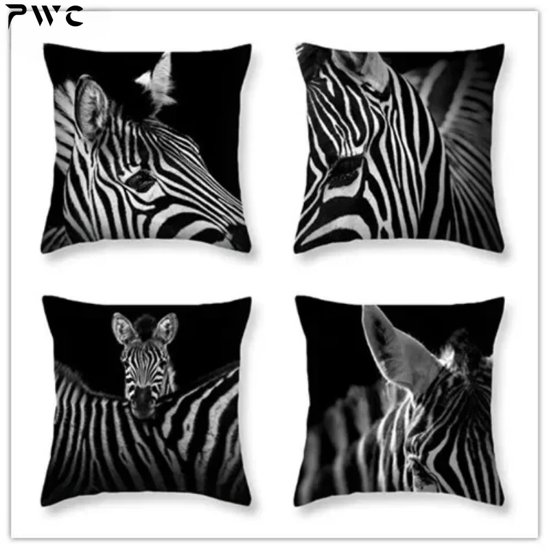 

New creative zebra series pillow covers polyester printing cushion cover home bed linings sofa waist pillowcase customization