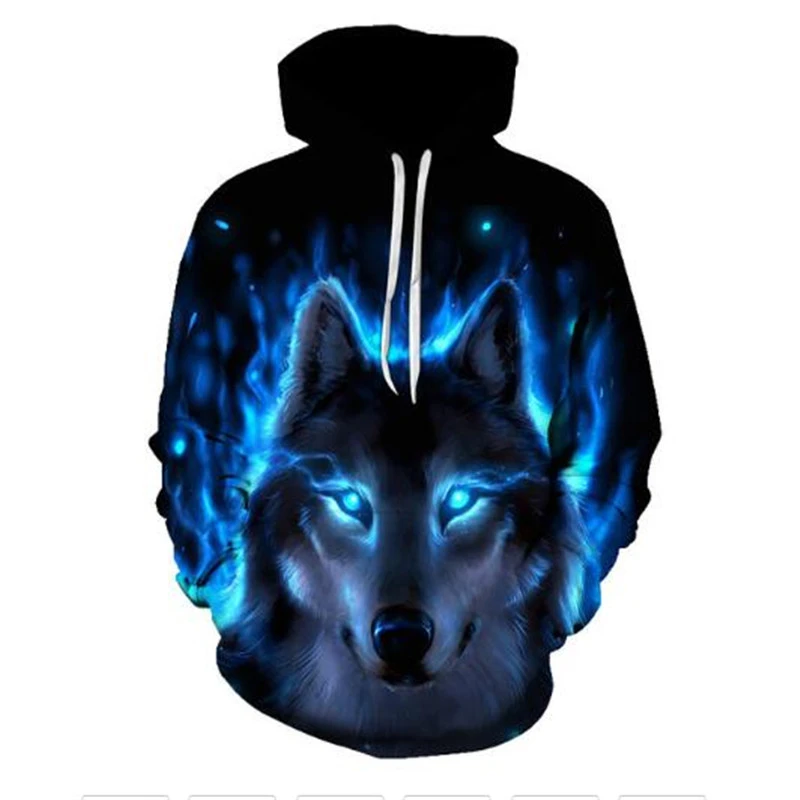 Childred Hoodie Dark Wolf Printed Casual Pattern Design Sweatshirt Autumn Winter Elasticity Loose Comfortable Trendy Kids Tops