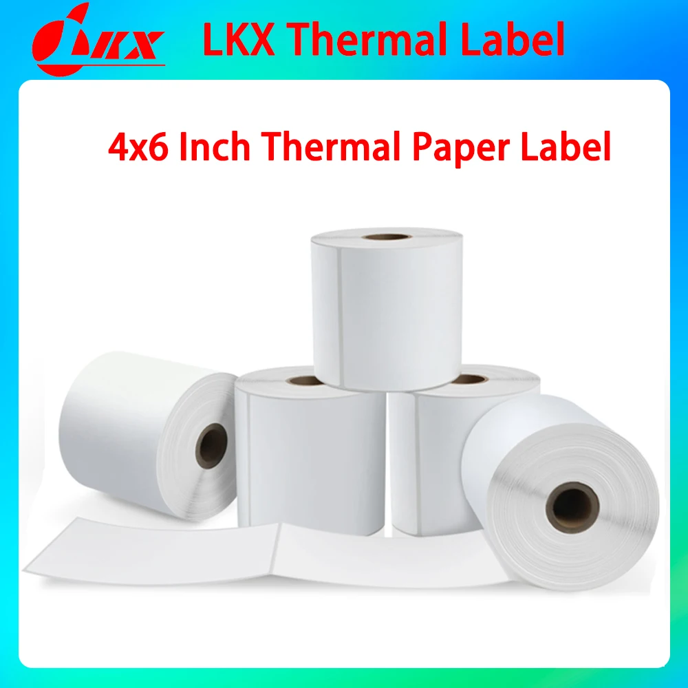 LKX 4x6 นิ้ว Papel Adhesivo ป้ายจัดส่งสติกเกอร์อเนกประสงค์ Self-กาวกันน้ําความร้อนป้ายสําหรับ 241BT