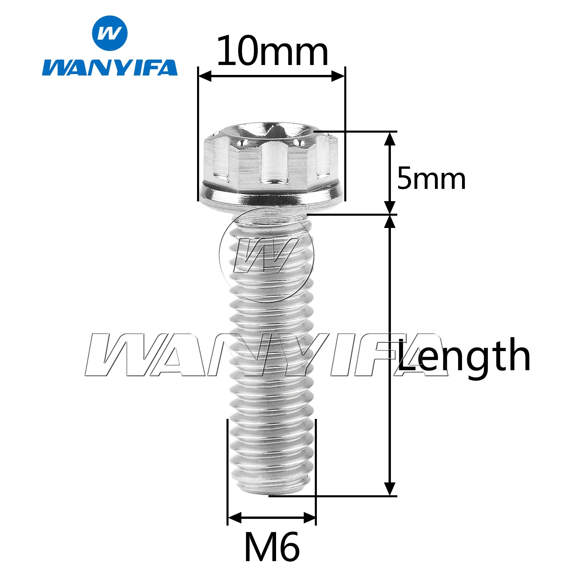 Wanyifa-티타늄 볼트 M6x15 20 25 30mm Torx T30 플랜지 헤드 Ti 나사, 오토바이 수정용