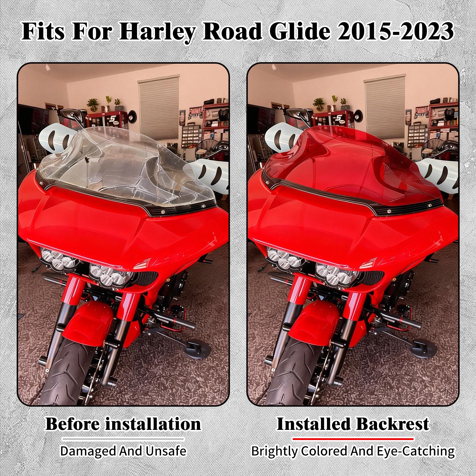 Motorcycle 9 Inch Windshield Front Fairing Wind Windscreen Deflector Cover Plastic For Harley Touring Road Glide 2015-2023 view 3