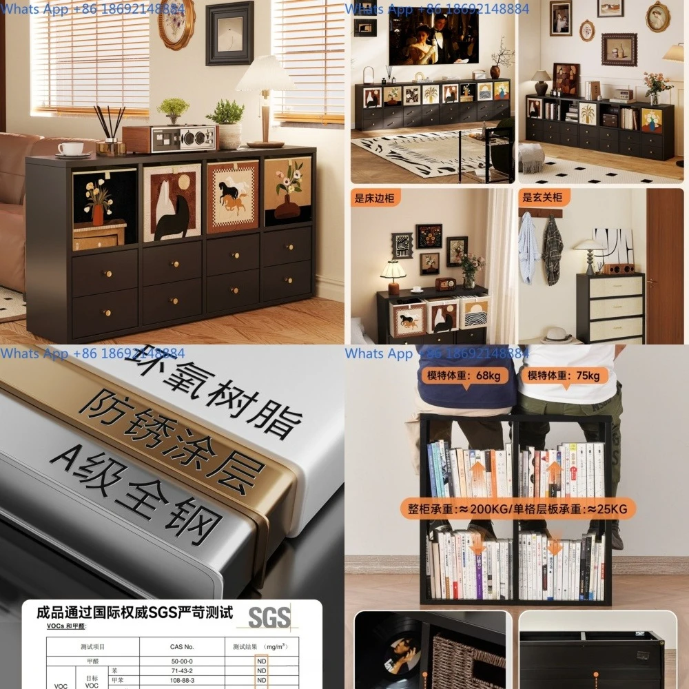 

Vintage Entryway Cabinet with Drawers Metal Storage Console for Living Room Doorway Organizer