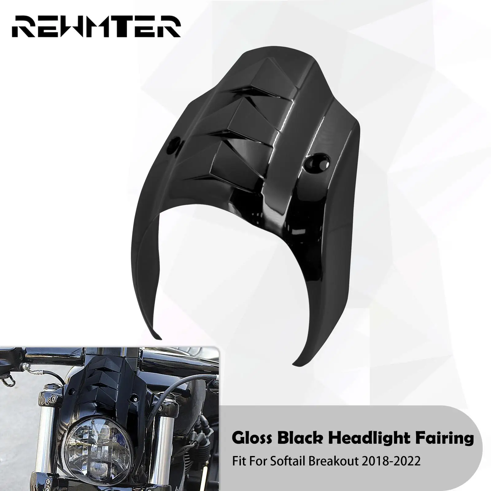 

Motorcycle Front Gloss Black Headlight Fairing Cover ABS Plastic For Harley Softail Breakout FXBR FXBRS 2018-2021 2022 2020 2019