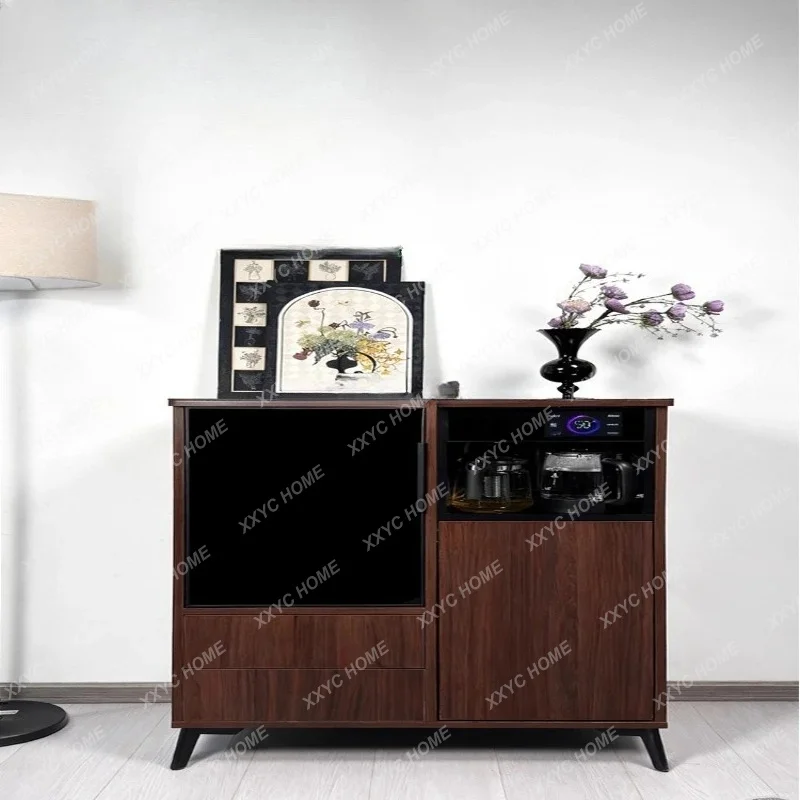 Solid wood household vertical tea bar machine integrated cabinet embedded tea cabinet