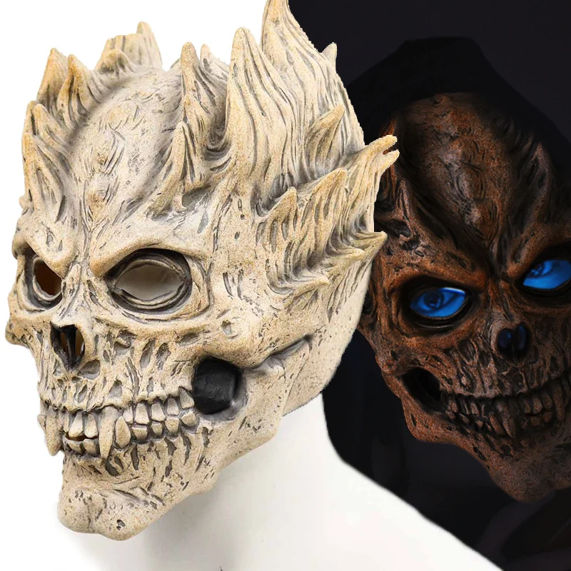 Máscara de calavera de cabeza completa para hombres y mujeres, máscara de látex de esqueleto aterrador, accesorios de fiesta de disfraces de Halloween de Cosplay