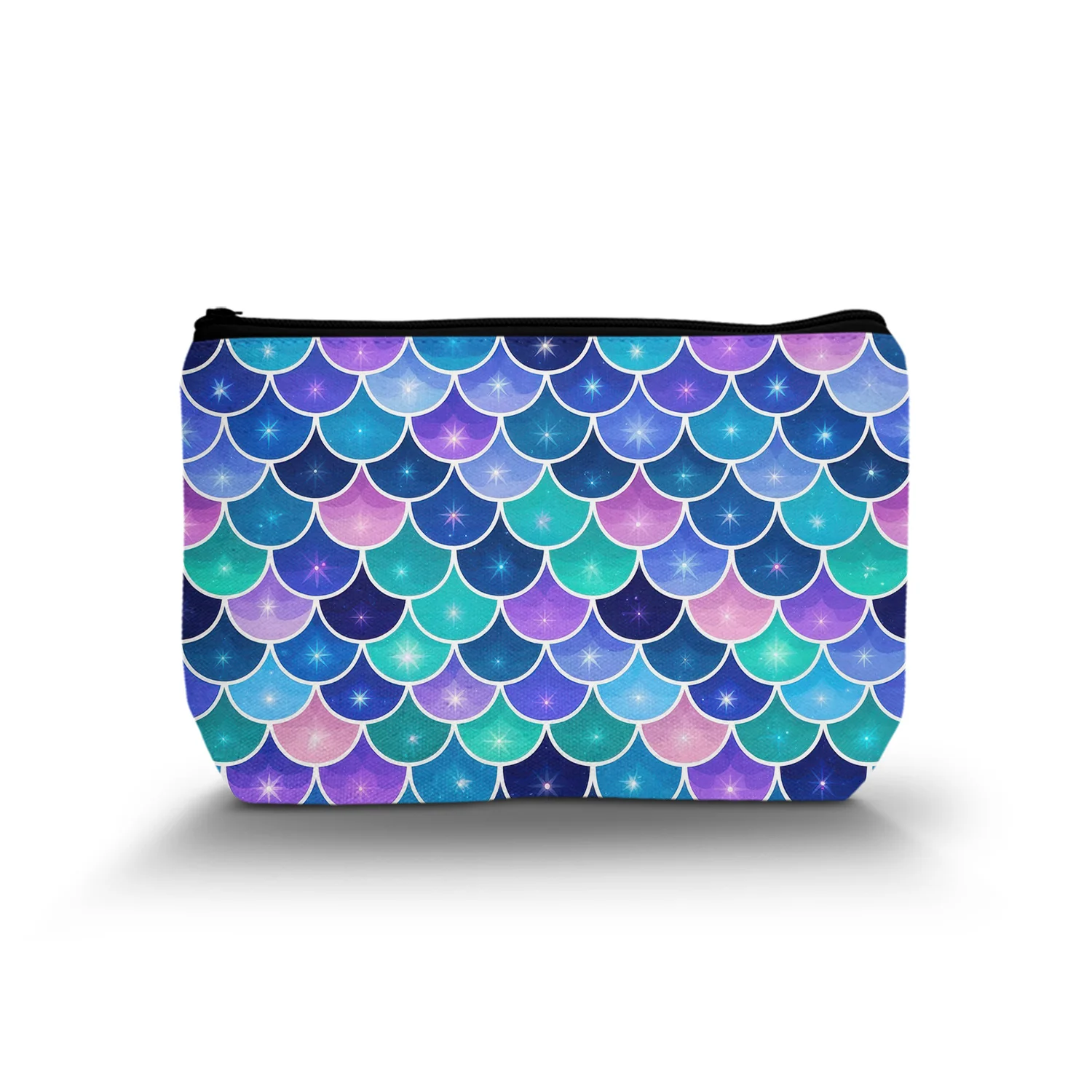 1Pc Glam Style Cosmetic Bag By Alikpop With Lightweight Design Durable Makeup Organizer With Sparkling Fish Scale Pattern