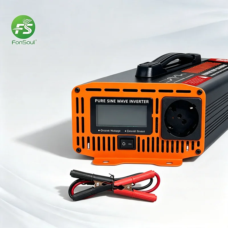 Fonsoul Solar Pure Sine Wave Inverter 1300W DC 12V to AC 110V 220V Converter Universal or Europe Sockets for RV/Home Appliance