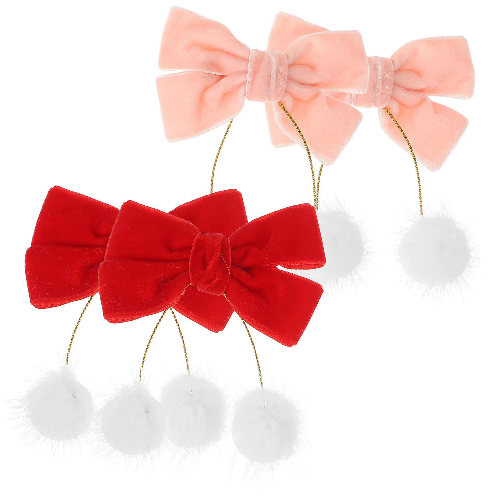 

Velvet Hair Clips Furry Ball Bows Christmas Accessories for Girls Women Red Pink Color Hairpin Styling Aid