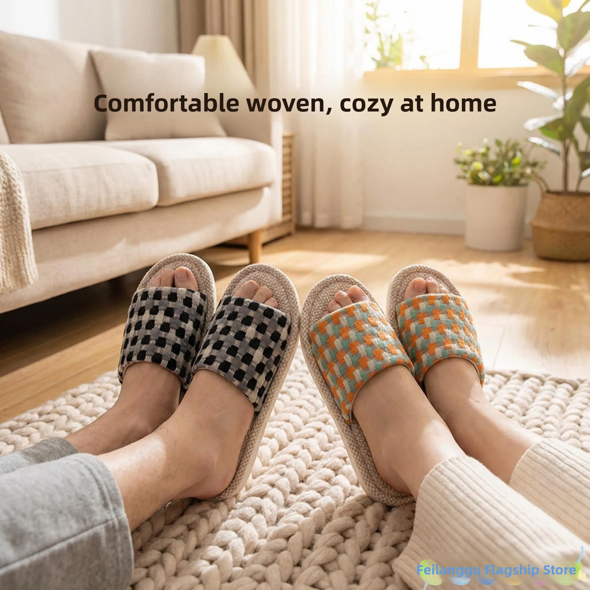 

Льняные женские тапочки для дома, всесезонные, с мягкой подошвой, бесшумные, впитывающие, из хлопка и льна, противоскользящие