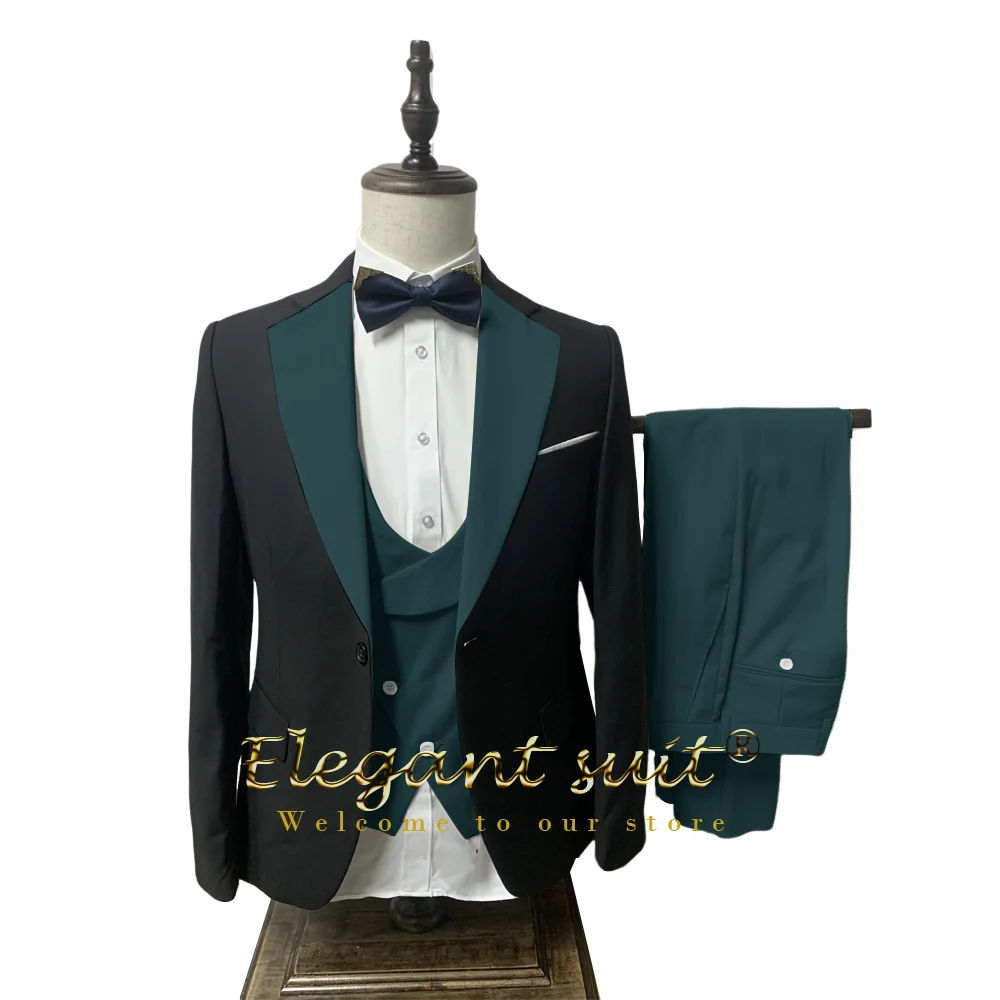 Men's suit high quality 3 piece suit elegant fashion single breasted groom smoking suit wedding men's full suit slim fit