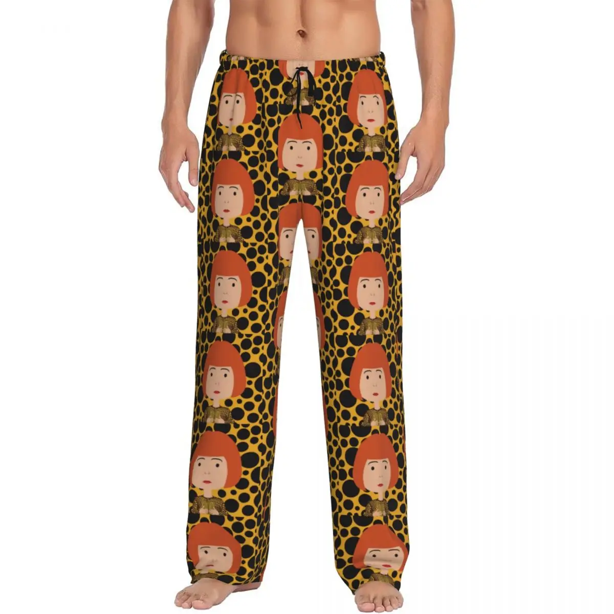 Custom Print Yayoi Kusama Halloween Pajama Pants Men Aesthetic Polka Sleep Sleepwear Bottoms with Pockets