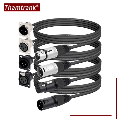 Imagen 1 del producto Montaje en Panel XLR macho/hembra de 3 pines tipo D a conector macho/hembra Cable de extensión de Audio pasante para mezclador de iluminación de escenario