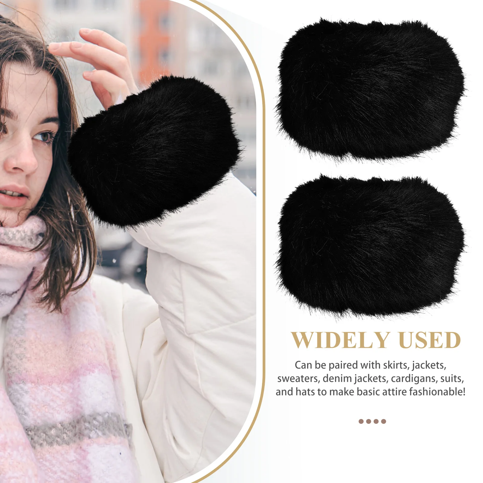 

Warm Furry Wrist Guards Winter Bands Fuzzy Cuffs for Wrists Faux Wristbangs Warmers Women