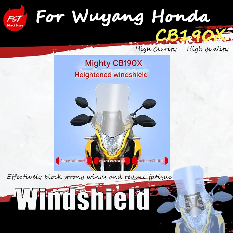 For the Wuyang-Honda CB190X2020-2021 model, the high-mounted windshield is modified with a front windshield.