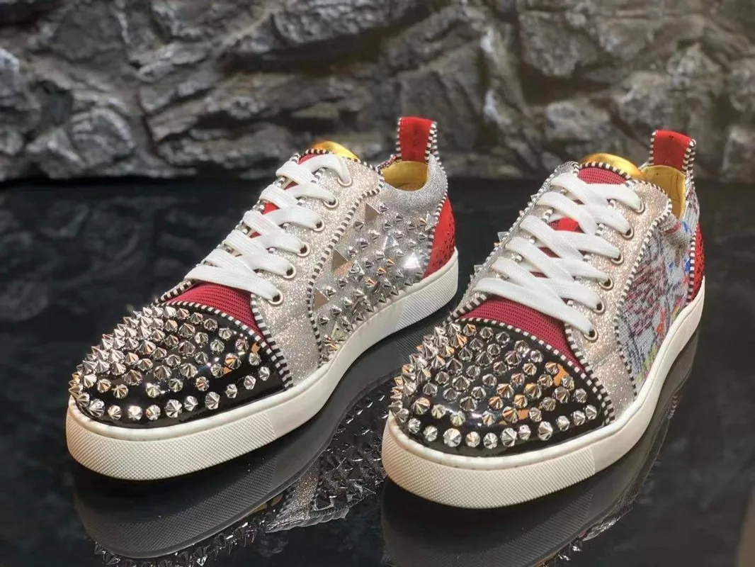 

Red Bottoms Shoes for Men Fashion Summer Mens Shoes Casual Male Sneakers Flat Dress Trainers Luxury Designer Shoes Knight Spiked