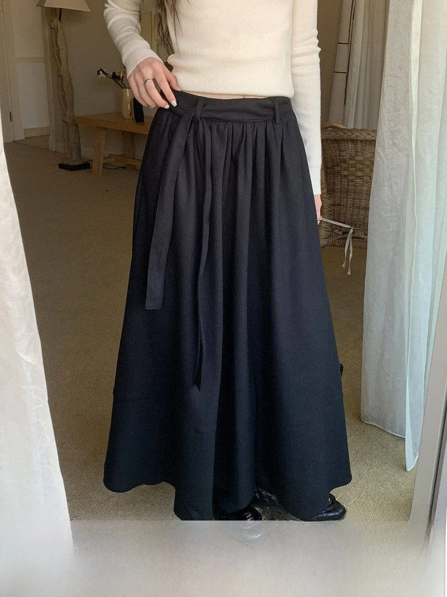 

Юбка Linyunyun с высокой талией, А-силуэт, универсальная длинная юбка, зимняя коллекция, модный хит, полиэстер