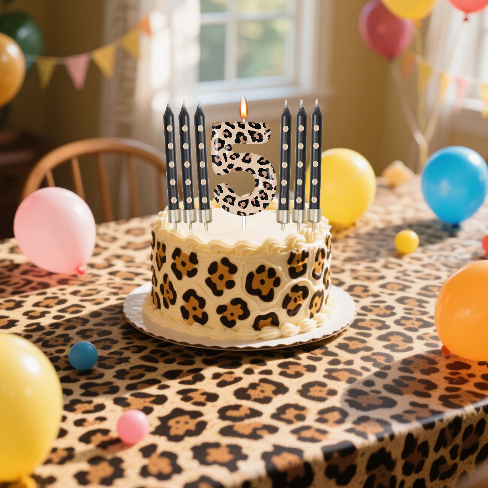 Number 18 Leopard Print Candles, Number Candle Birthday Cake Topper Decorations for Boys Girls Supplies Cheetah Themed Party ﻿