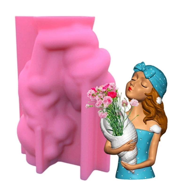 Conch Girl Gypsum Silicone Mold Diy Succulents Concrete Flower Pot Vase Plaster Cement Clay Mold Plant Holder Mold