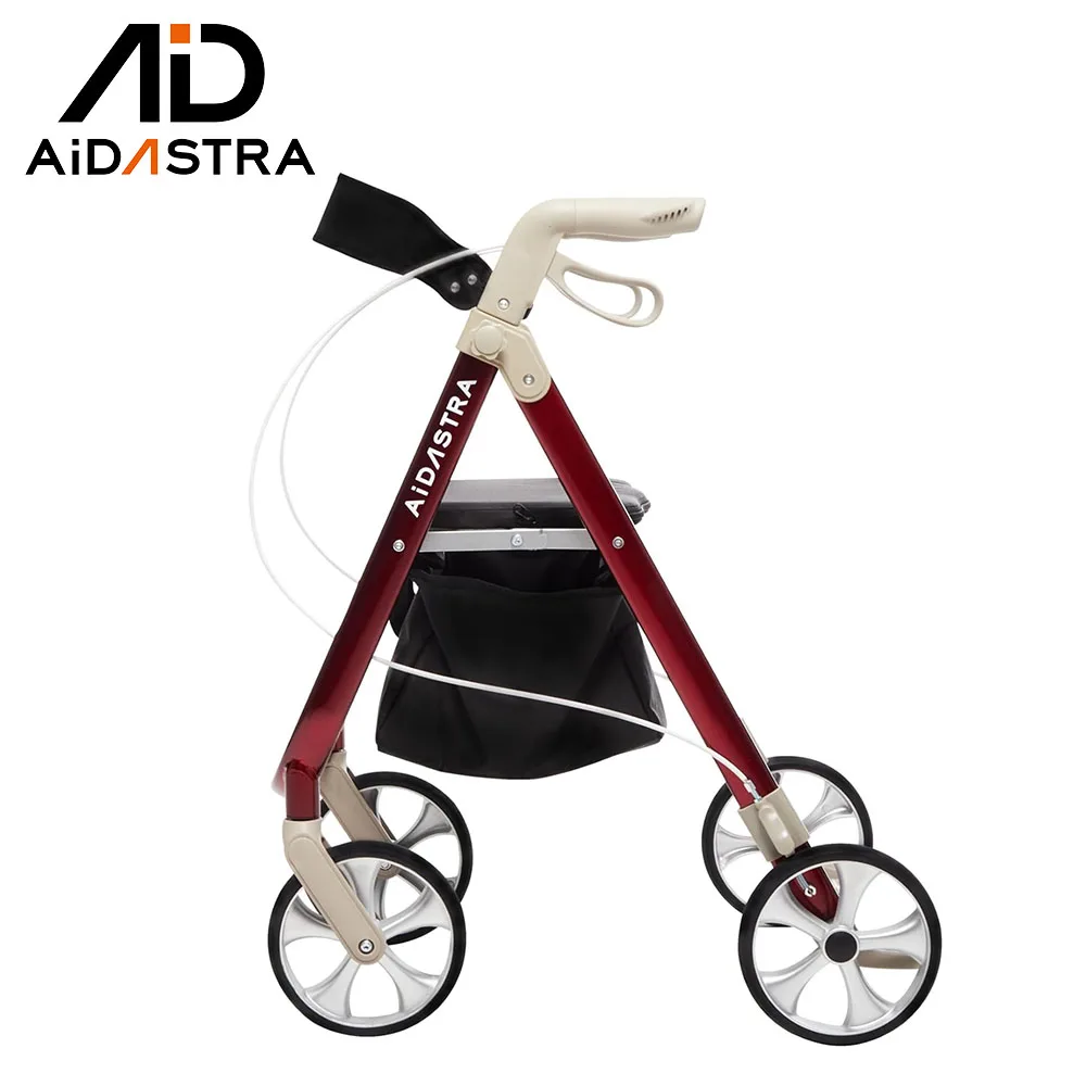 Aidastra Rolling Walker for Indoor Outdoor Use Collapsible Walking Aids Rollator Walker with Seat 4 Steel Aluminum Wheeled