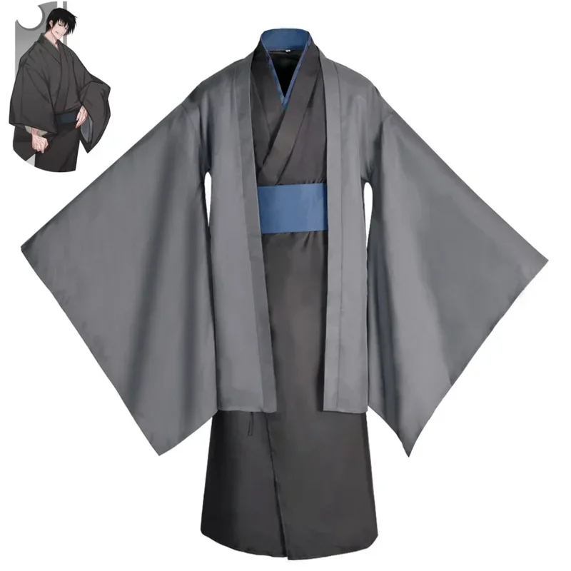 FC6Anime Jujutsu Kaisen Fushiguro Toji Cosplay Costume Wig Japanese Long Sleeved Kimono Cloak Man Halloween Christmas Suit@FC8！