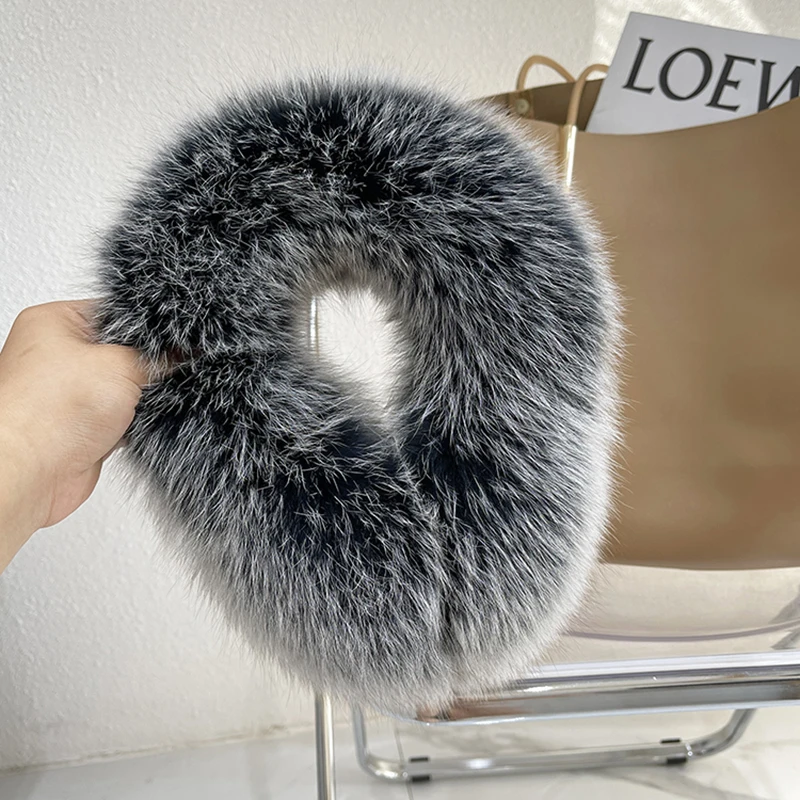 Winter Natural Real Fox Fur Earmuffs Plush Warm Decorate Women Cute Solid Ear Warmer Headphones Neck Warm Bib Scarf