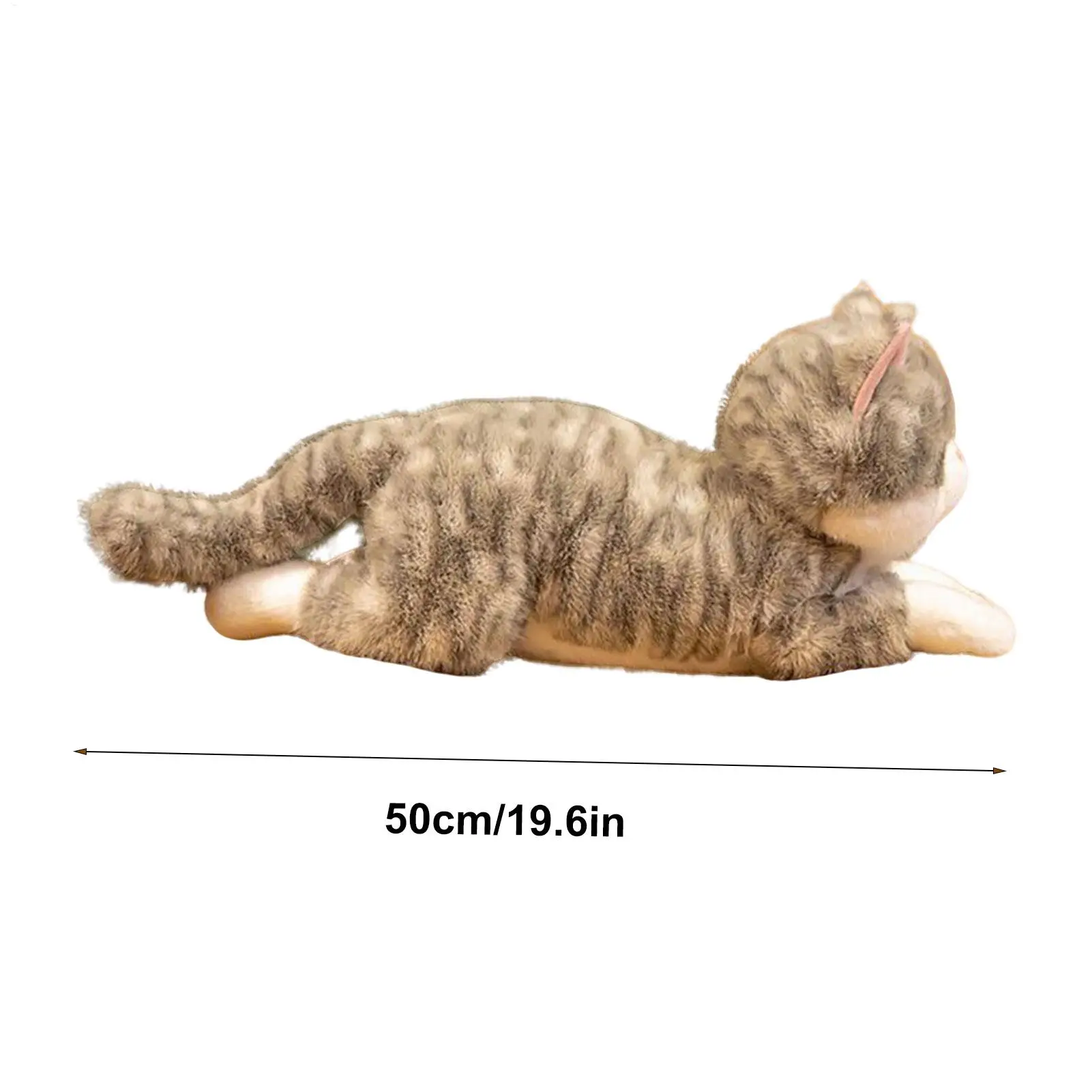 고양이 인형 19.6인치 누워있는 자세 인형 바디 필로우 장난감 사실적인 누워있는 자세 플러시 키튼 어린이 소녀 생일 성인 스트레스 해소용