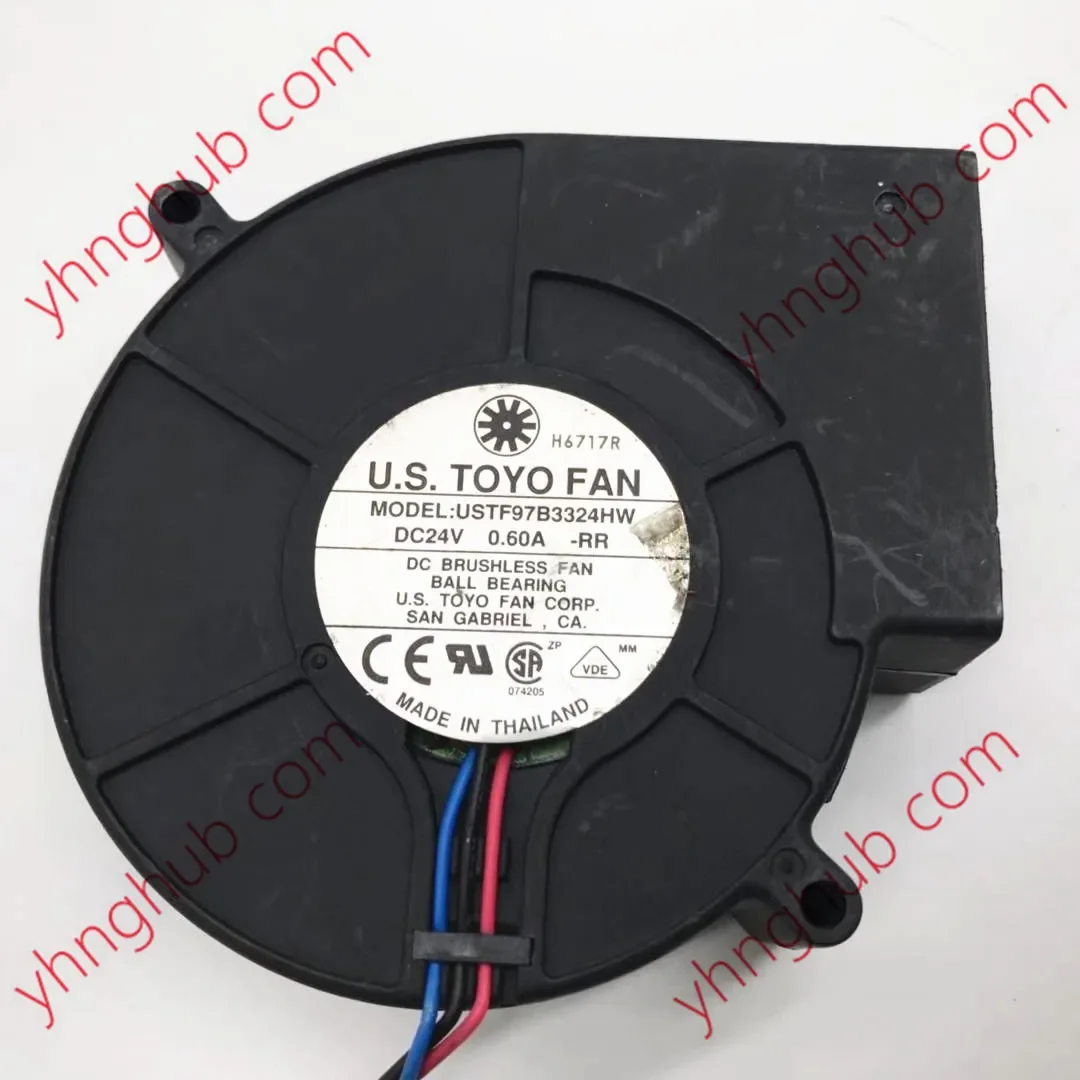 U.S TOYO USTF97B3324HW RR DC 24V0.60A 97x97x33mm 3-Wire Server Cooling Fan