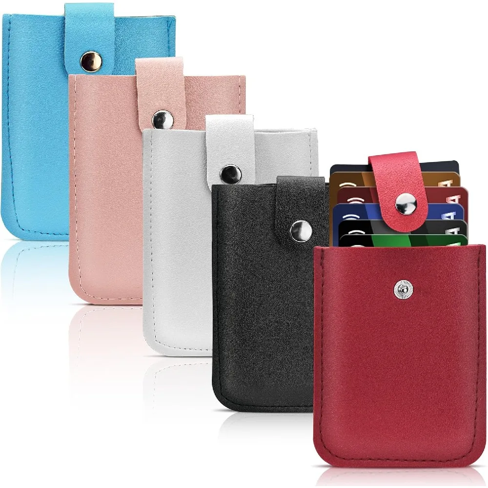 2 Pack Pull Tab Multi Slots Card Holder, Large Capacity PU Leather Credit Card Wallet, Snap Button Pull Out Design ID Debit Card Protector for Men Women Travel Daily Gift view 6