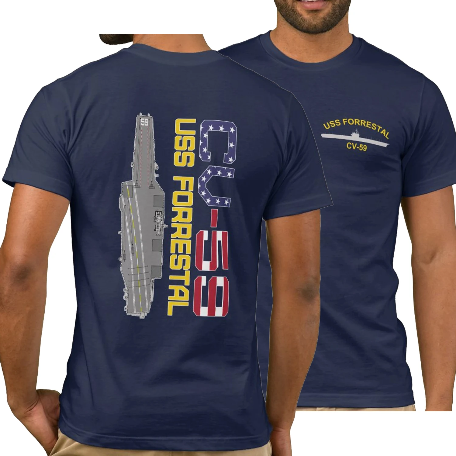 Forrestal Class Aircraft Carrier USS Forrestal CV 59 T-Shirt. Summer Cotton Short Sleeve O-Neck Mens T Shirt New S-3XL