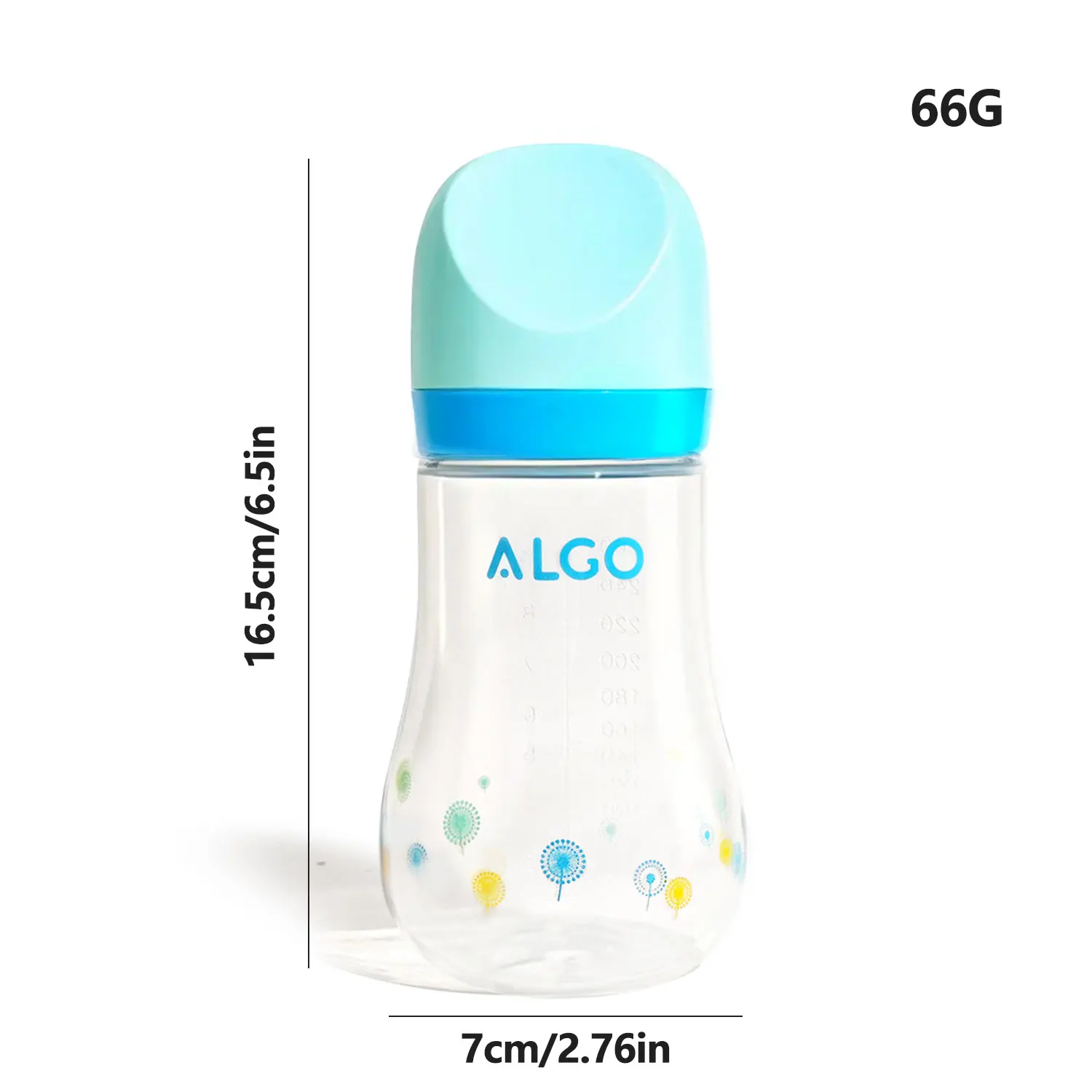 Botol Bayi Bahan PP 280Ml, Desain Diameter Besar Melengkung, Tahan Guncangan, Dapat Digunakan Bayi Baru Lahir 0-6 Bulan, Tersedia Tiga Warna