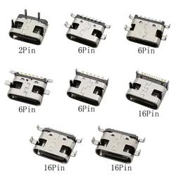 10Pcs Type C USB Jack Female Connector 2Pin 6Pin 16Pin SMT SMD Socket PCB Soldering USB-C Mobile Phone Charging Port