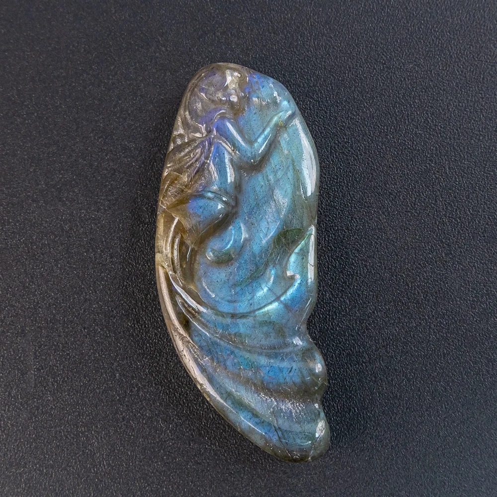 

Natural Flash Labradorite Gemstone Pendant AAA Quality Hand Carved Nereids For Jewelry Making DIY Necklace Accessories 49X20X9mm