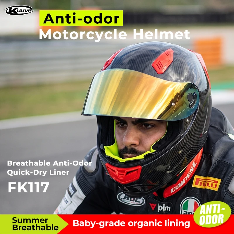 

CE Safety Certified Road Motorcycle Full Helmet Carbon Fiber ANTI-ODOR Removable Liner