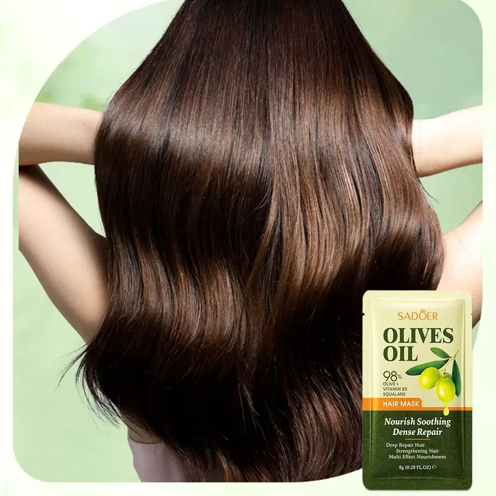 Condicionador de cabelo de azeite, nutritivo, hidratante, reparação, fortalece as raízes, suavização, cuidados com os cabelos, 8g, viagem