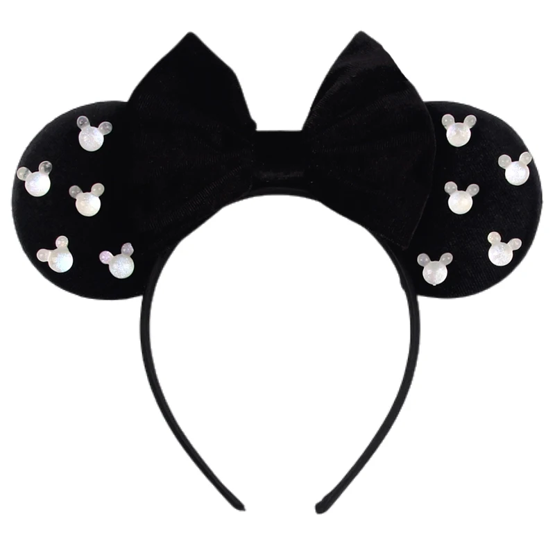 Mickey Mouse Hoofdband Kleuren Zachte Katoenen Strik Haarbanden Meisjes Disney Witte Parels Kids Minnie Diy Haaraccessoires