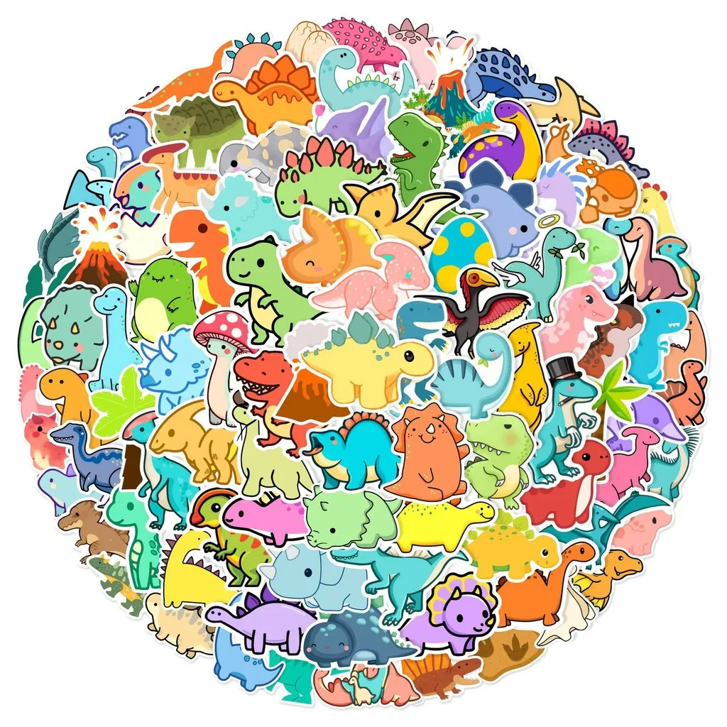 100 Stück Mini-Dinosaurier-Aufkleber-Set, niedliche Cartoon-Aufkleber für Wasserflaschen-Skateboard (BPA-freie Vorschulbelohnung), AnimeWorlds Store